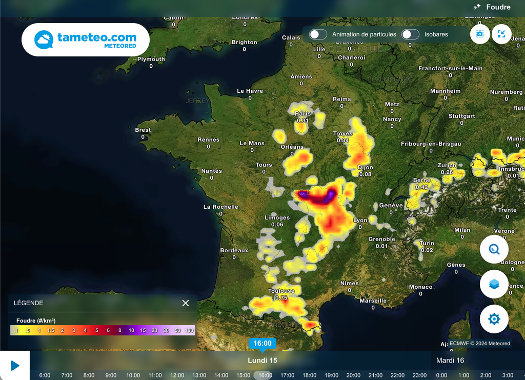 Des orages sous surveillance puisqu'ils pourront encore se montrer localement intenses.