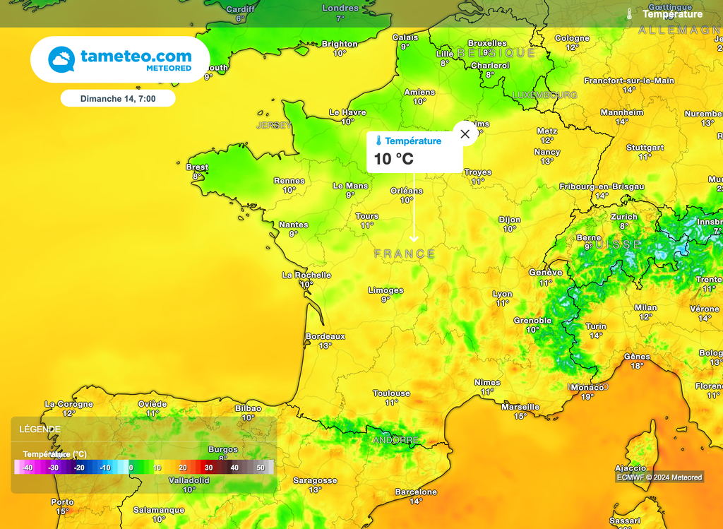 La fraîcheur matinale de dimanche sera discrète et concentrée sur le Nord-Ouest.