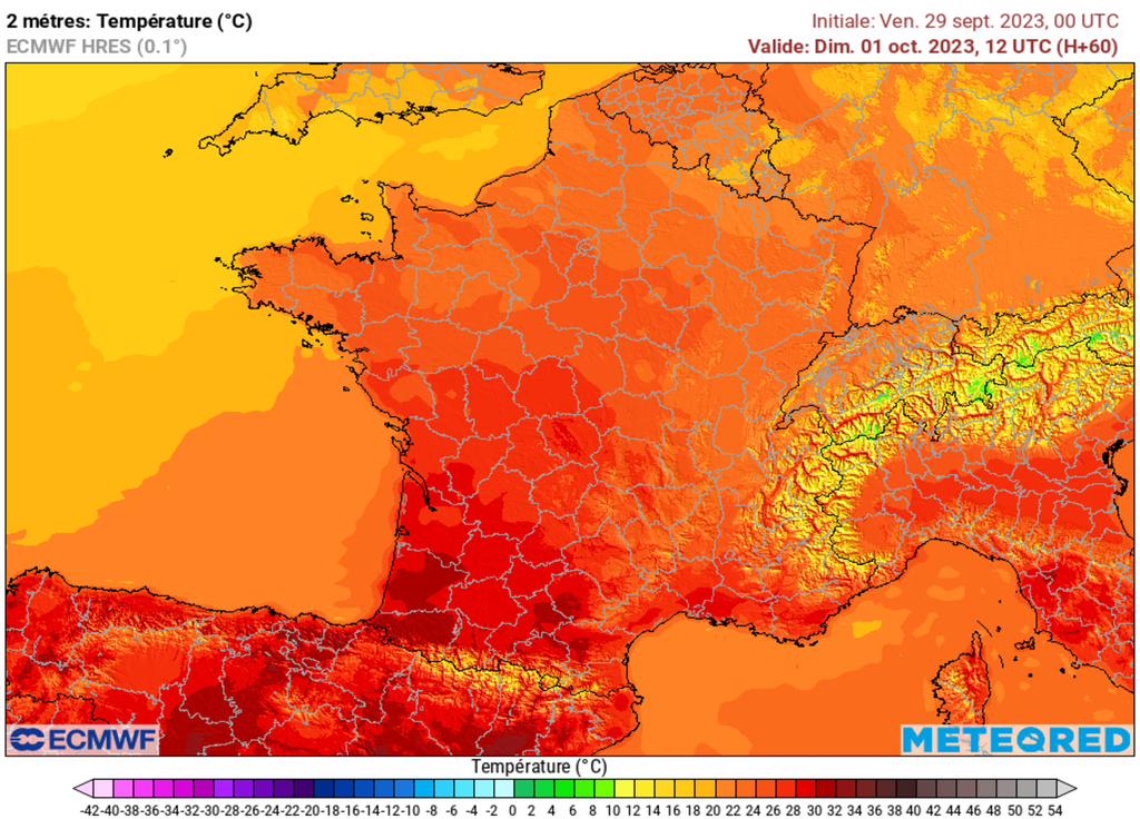 La hausse des températures s'accentuera dimanche. Plus de 30°C attendus sur la moitié Sud-Ouest.