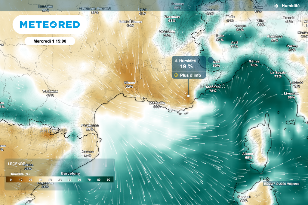 Taux d'humidité très bas près de la Méditerranée !