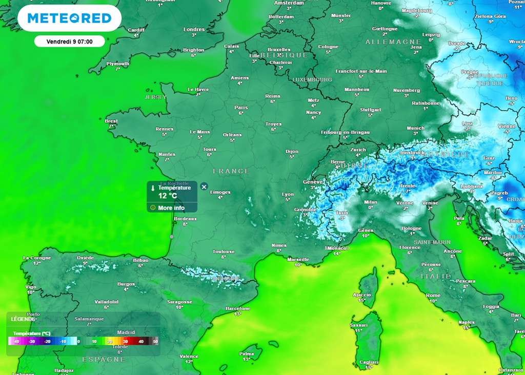 Vendredi matin, il fera parfois plus de 10°C sur la côte atlantique.