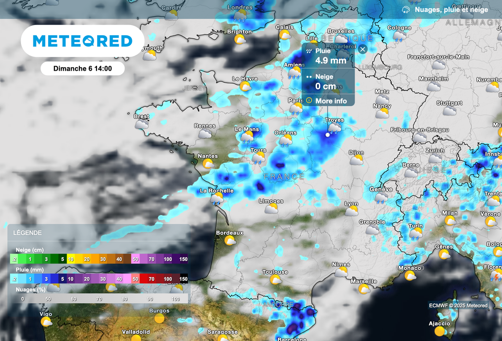 Des pluies dimanche dans un grand quart nord-ouest de la France. Des pluies dimanche dans un grand quart nord-ouest de la France.
