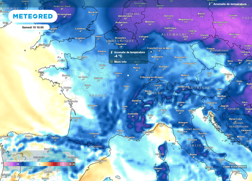 Anomalie de températures samedi après-midi