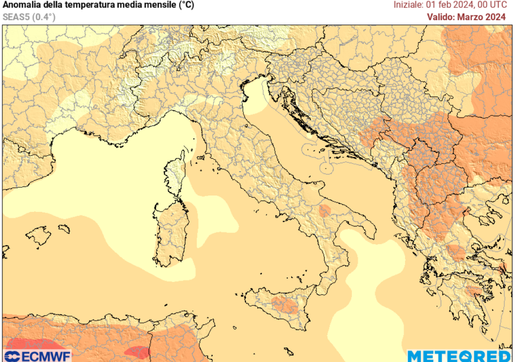 Tendenza temperature mese di marzo Tendenza temperature mese di marzo