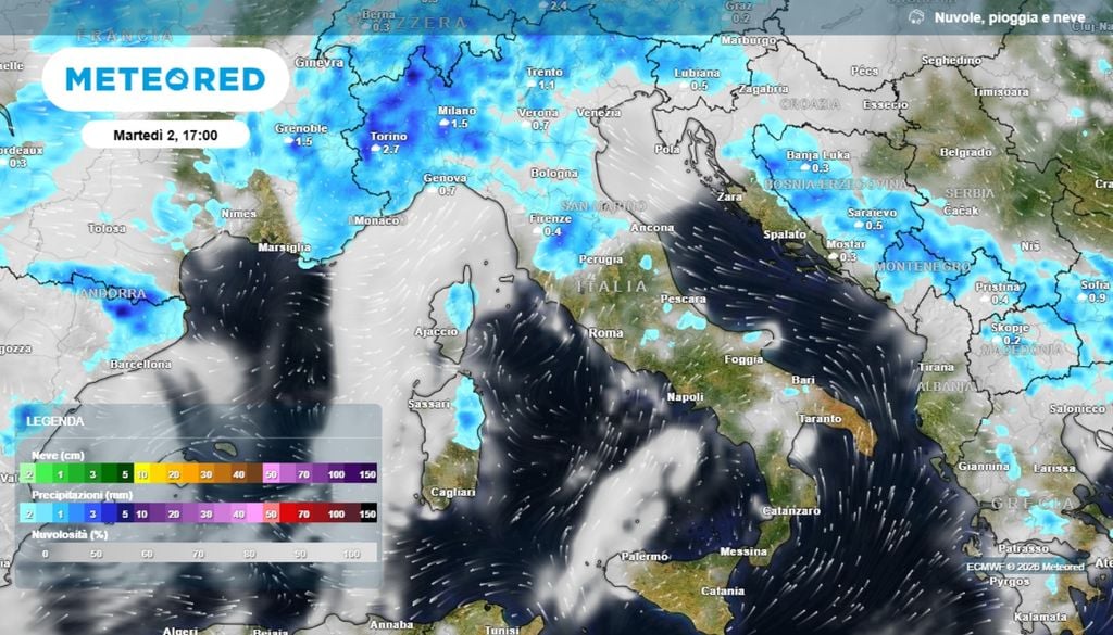 Situazione prevista per martedì 2 giugno, POMERIGGIO. ECMWF-Meteored