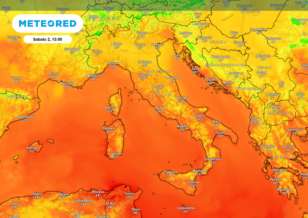 Temperature per sabato