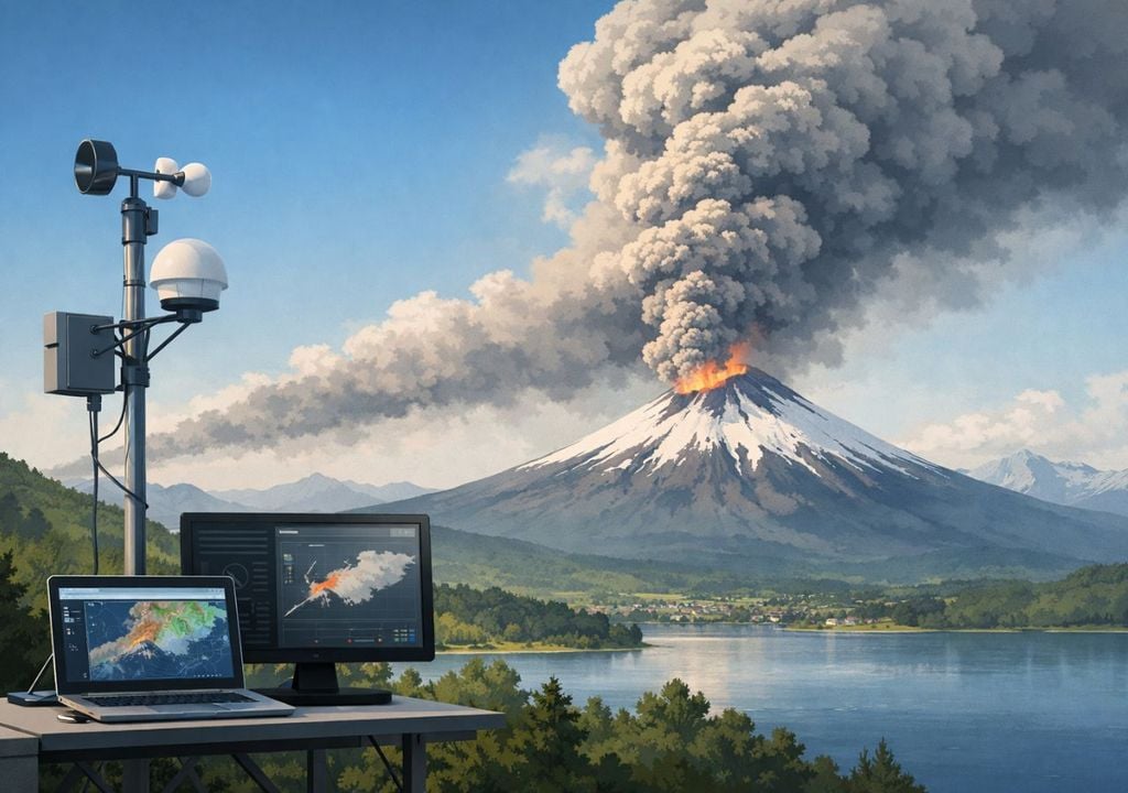 El sistema combina monitoreo de cenizas en terreno e inteligencia artificial para mejorar la predicción de dispersión de partículas durante erupciones.