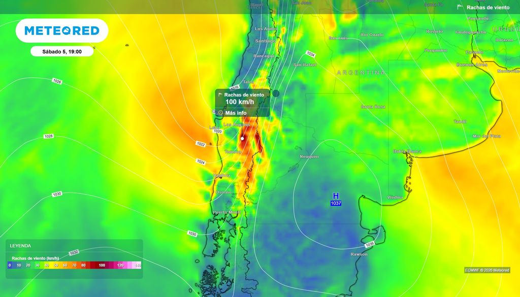 En la cordillera de la Araucanía el viento podría alcanzar rachas de 100 km/h el sábado.