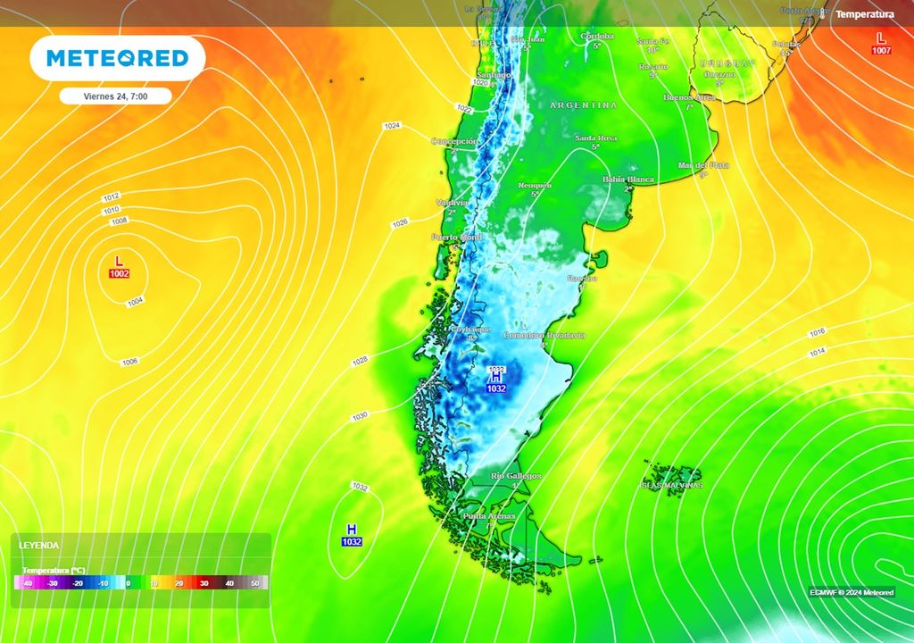 presión y temperaturas por el modelo del ECMWF