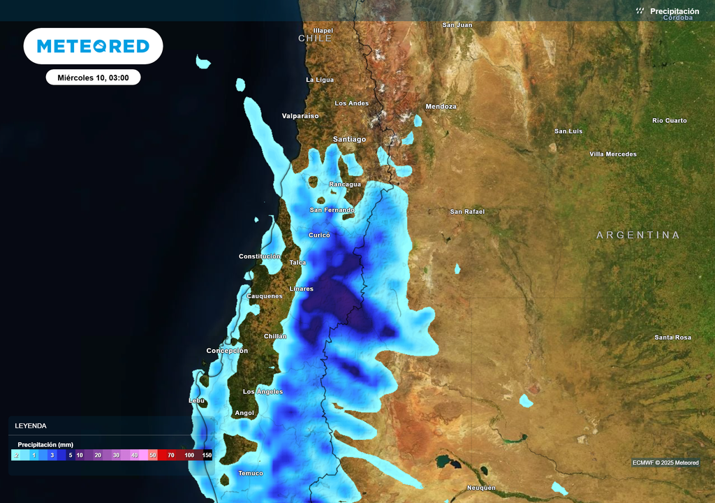 Las precipitaciones se acercarán esquivamente al centro norte, las posibilidades que el modelo mostraba en días anteriores ara Santiago y Valparaíso, se han esfumado casi por completo.
