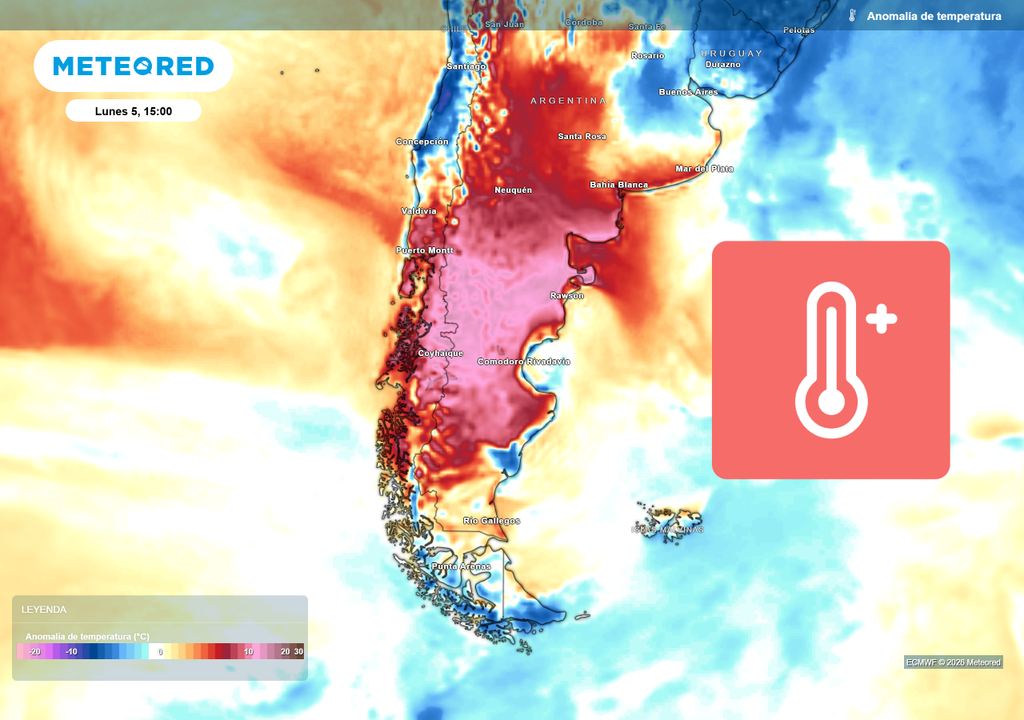 mapa de anomalía de temperatura.
