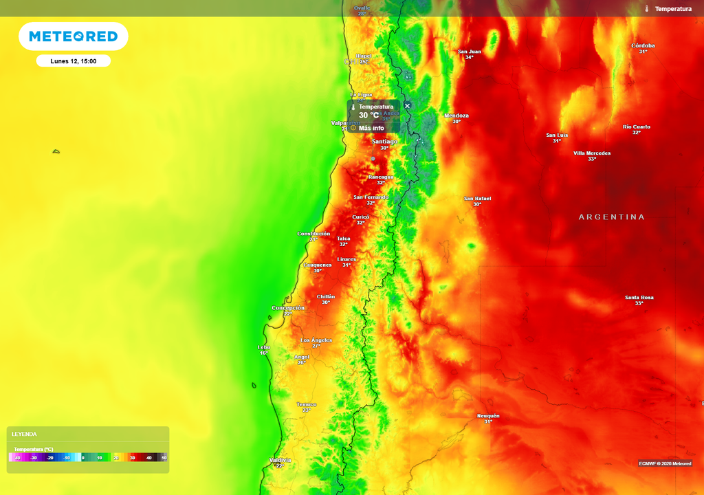 mapa de temperatura.