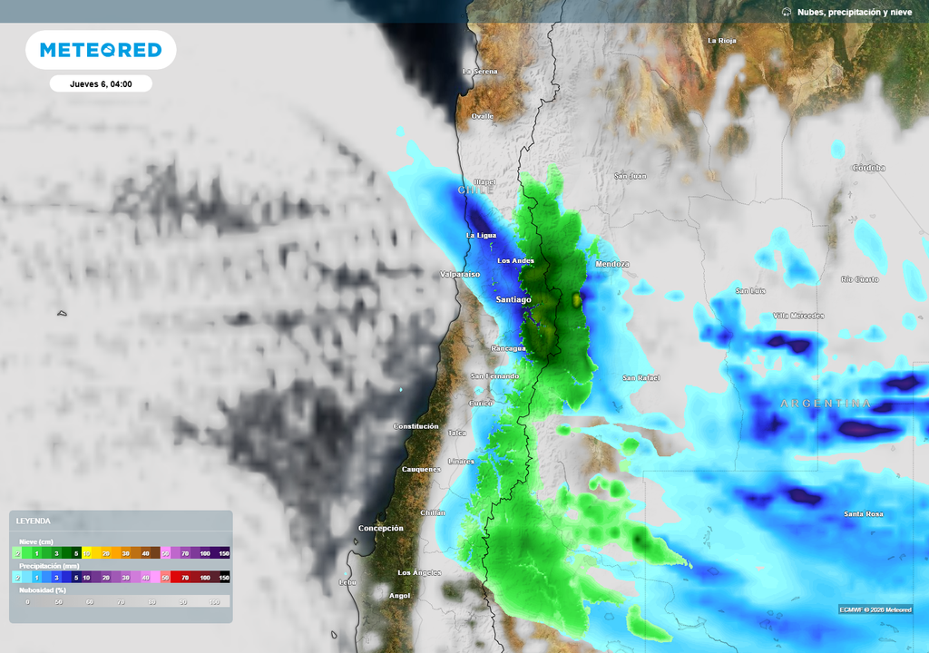 Las precipitaciones más intensas en el centro norte del país caerán en horas de la madrugada del jueves 6.