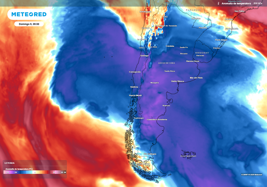 La masa de aire gélido avanzará hasta el Norte Chico. Dejará heladas en valles en su avance.