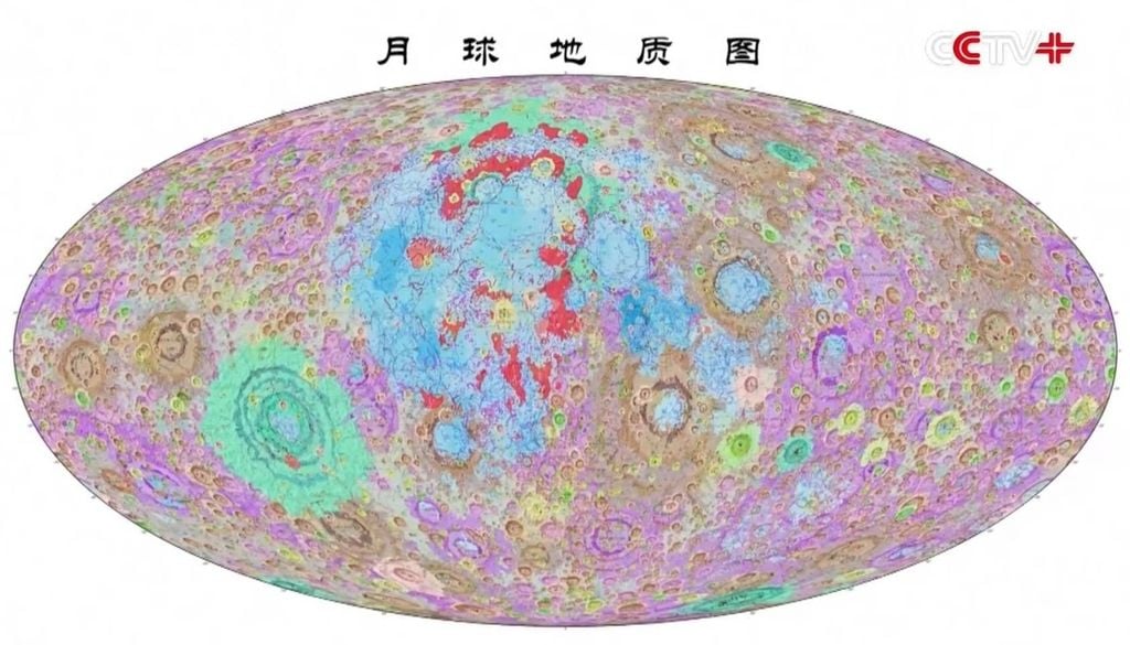 Die neue chinesische Mondkarte ist eine der genauesten Mondkarten der Welt. Das Besondere an ihr ist aber, dass die lunare Geschichte neu bewertet wird. Bild: CCTV/IGCAGS