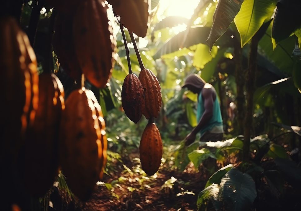 fruto del cacao en árboles