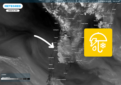 "Chubascos de lluvia, tormentas el&eacute;ctricas y granizo": DMC activa aviso entre Coquimbo y O'Higgins por baja segregada