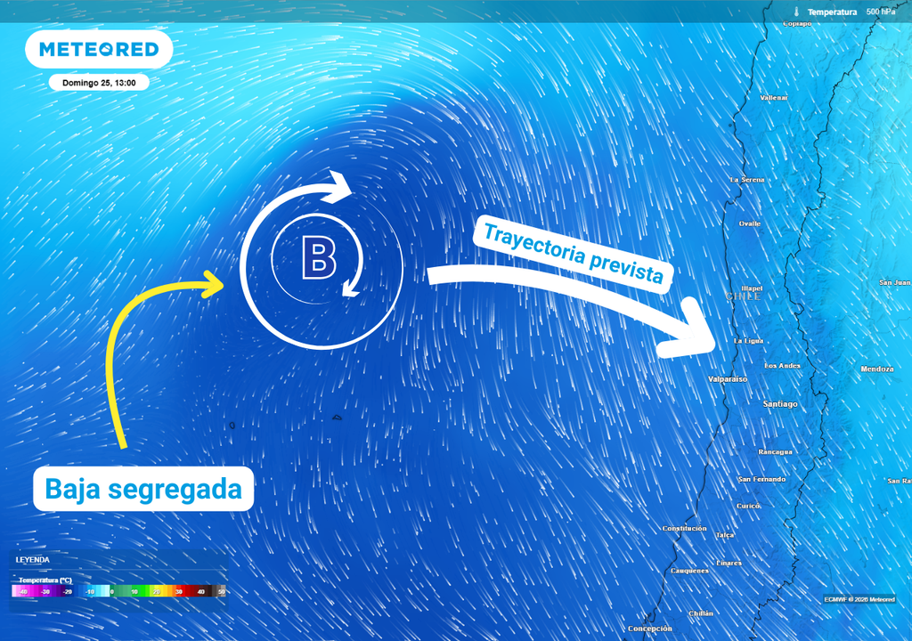 La baja segregada cruzará por Chile central durante la tarde-noche del domingo 25 de enero.