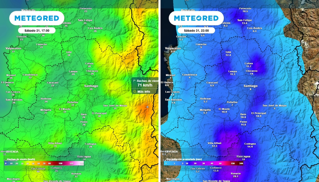 El sábado caerían más precipitaciones y además se espera que incremente el viento, especialmente en cordillera.