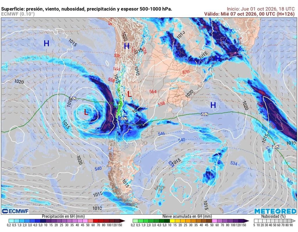 Lluvias ECMWF Tras las precipitaciones previstas el martes 6, otro sistema frontal podría alcanzar la RM el próximo miércoles, en una semana marcada por las lluvias.