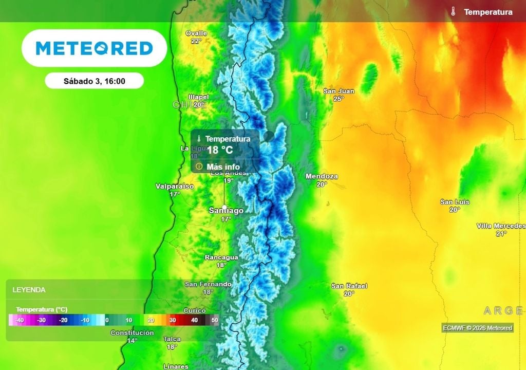 Temperatura Se espera un fin de semana fresco en Santiago: temperaturas máximas entre 18 y 19 °C entre sábado y domingo.