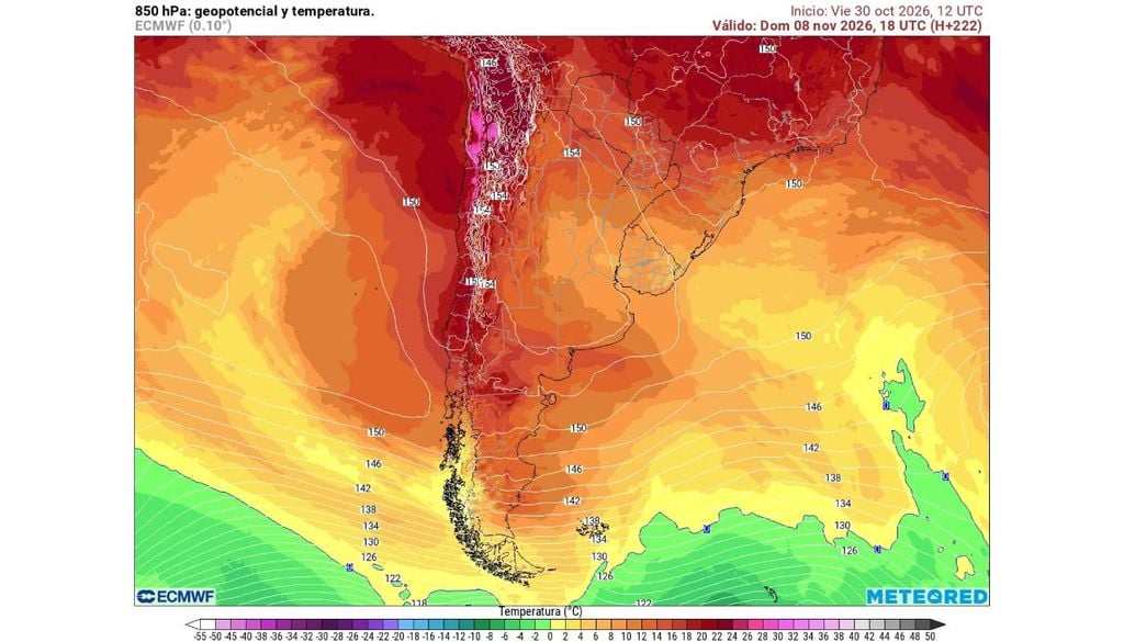 Temperaturas Una dorsal en altura podría dejar un importante aumento de las temperaturas en Santiago al final de la próxima semana