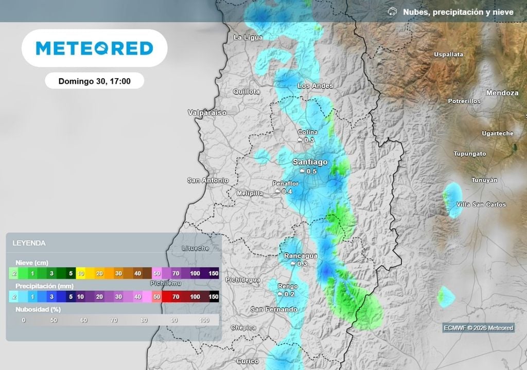 Chusbascos débiles y cielo nublado el fin de semana: la inestabilidad no se termina en la Región Metropolitana.