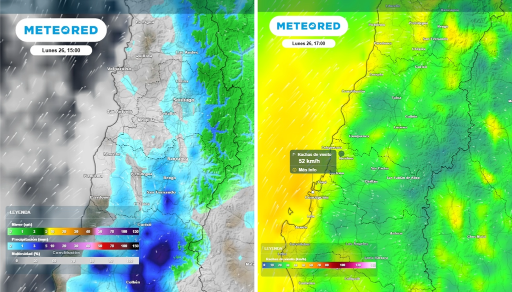 precipitaciones y rachas de viento Este lunes en la tarde se prevén chubascos y fuertes viento en la costa de la zona central.