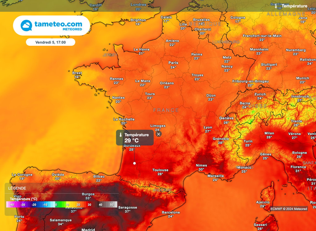 Chaleur parfois forte ce vendredi après-midi en France.