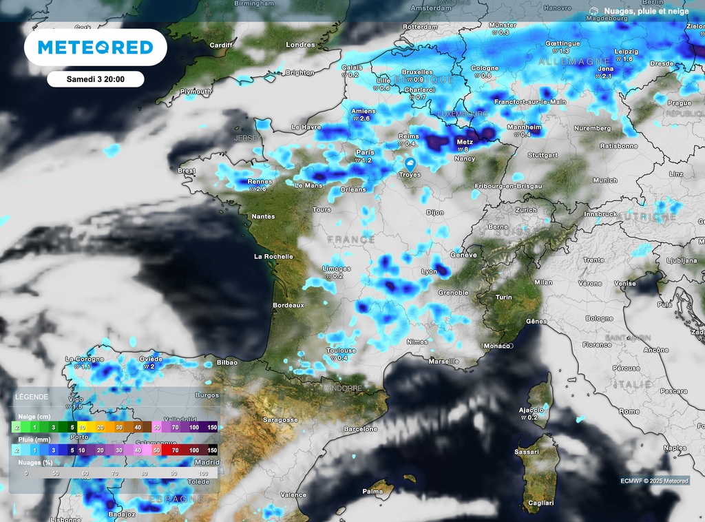 La pluie et les orages se formeront dès samedi sur une partie de la France.
