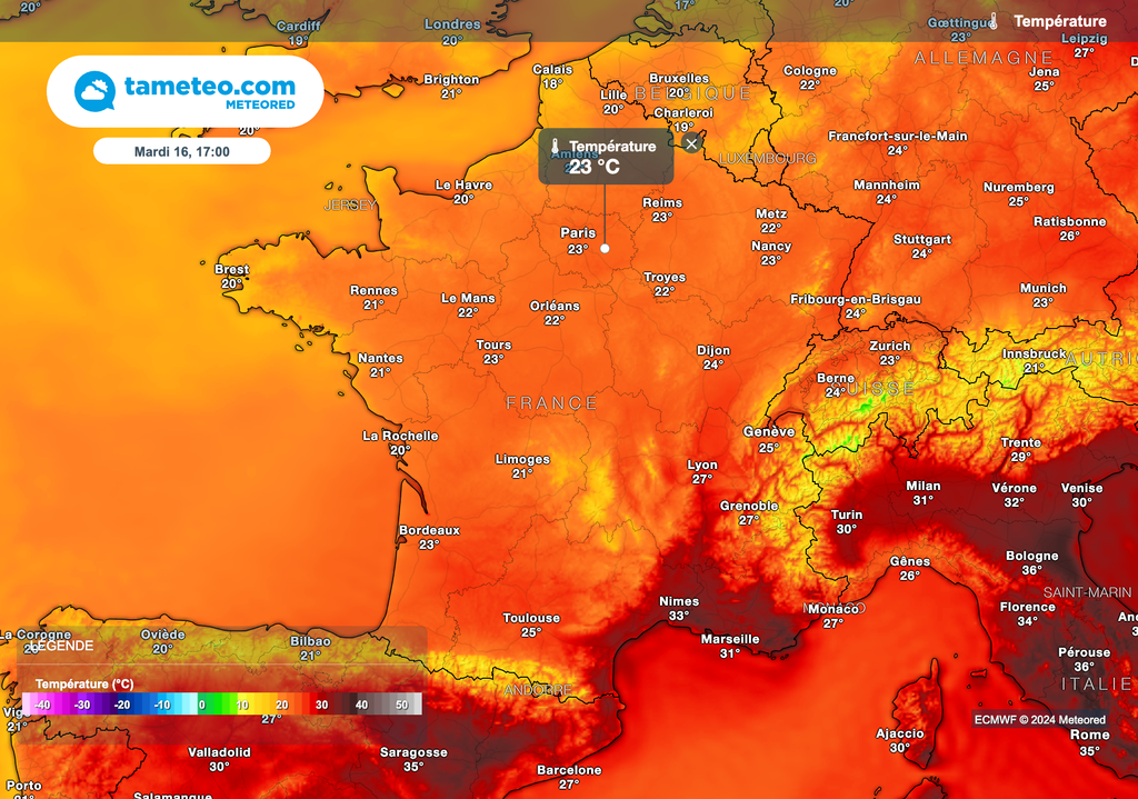 Forte baisse des températures cet après-midi un peu partout en France.
