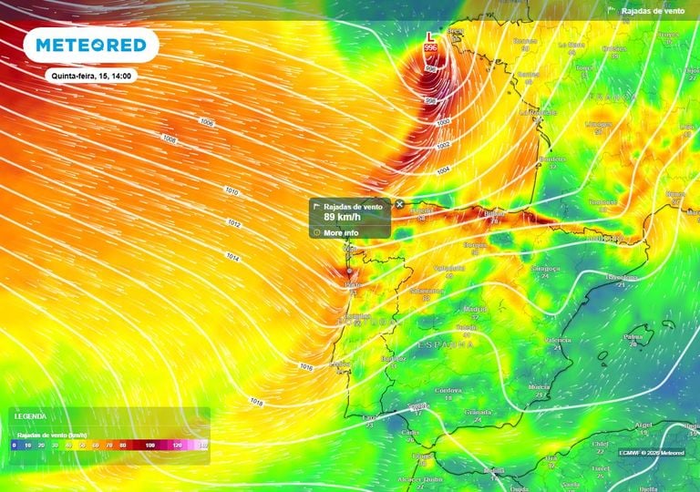 Chuva de 35 mm e vento de 90 km/h, os extremos da tempestade que amanh&atilde; atingir&aacute; Portugal: zonas afetadas