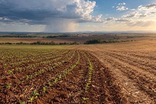 Chuva de at&eacute; 50 mm no sul de Goi&aacute;s divide a largada da soja e do milho