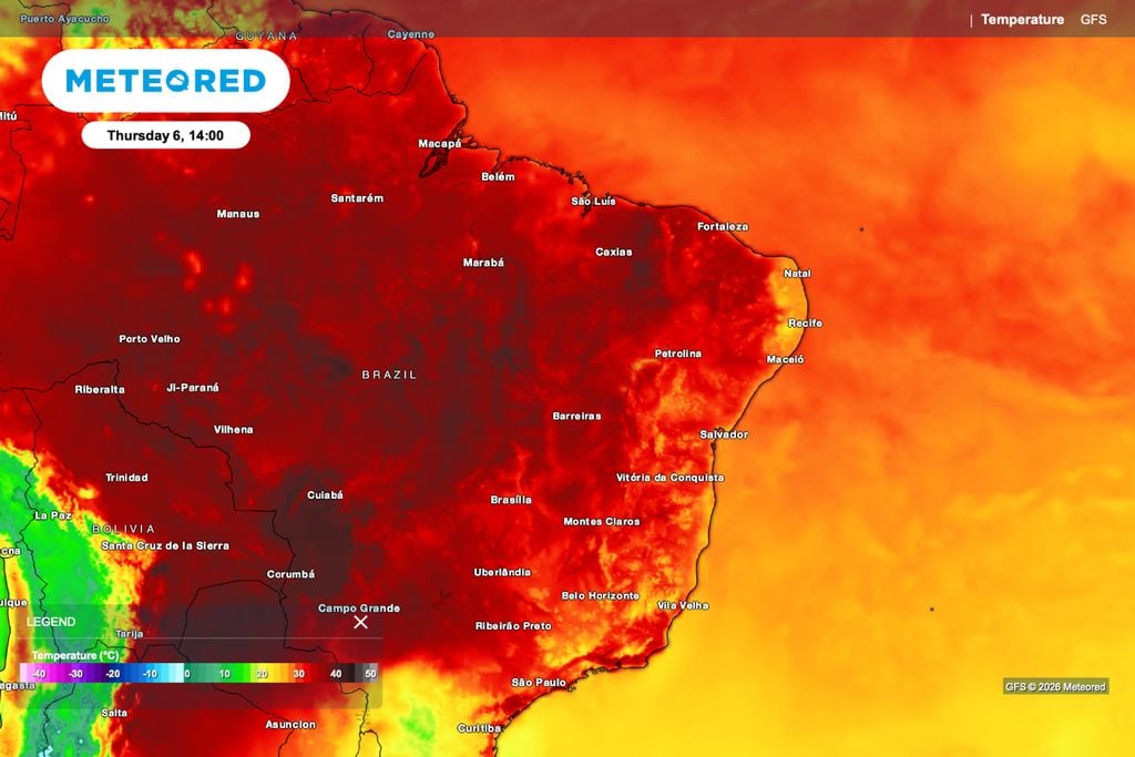 Temperaturas elevadas no interior do Nordeste aumentam a evapotranspiração e prolongam o estresse hídrico nas lavouras.