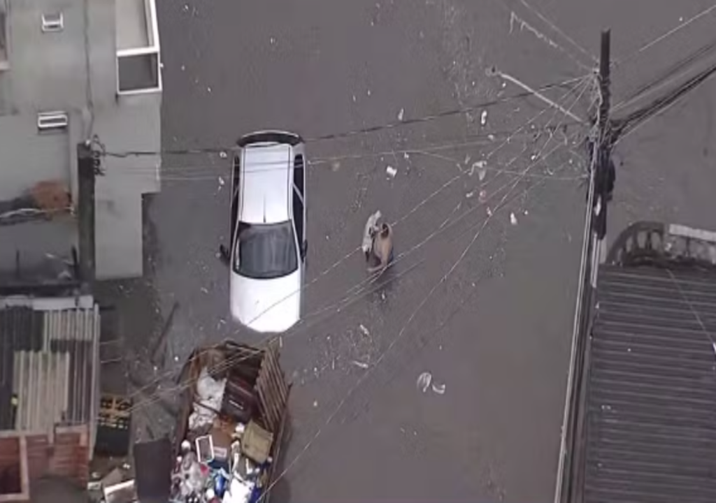 Alagamento no Itaim Paulista, Zona Leste de SP — Foto: Reprodução/TV Globo