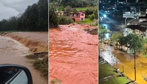 Chuva intensa causa alagamentos e bloqueia estradas no RS; veja imagens