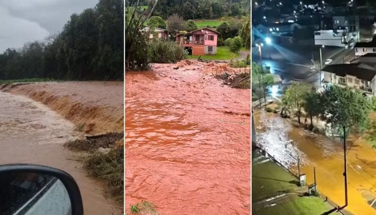 Chuva intensa causa alagamentos e bloqueia estradas no RS; veja imagens