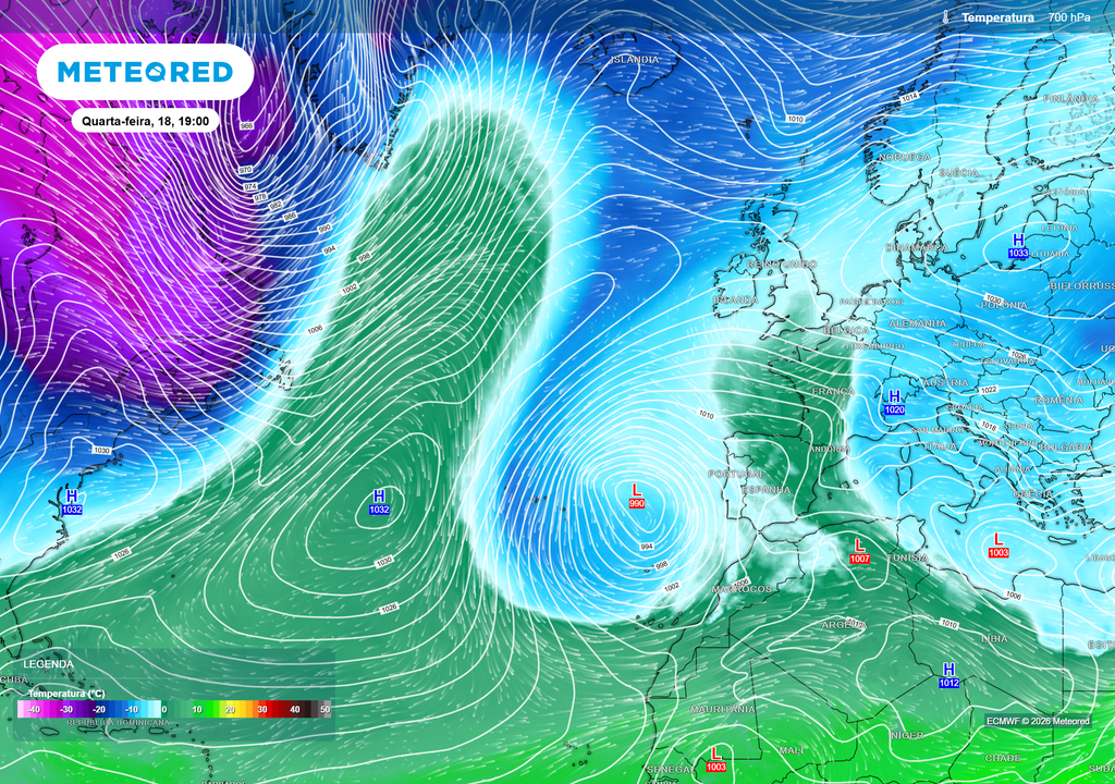 Uma massa de ar mais frio aproxima-se do arquipélago da Madeira e começa a interagir com ar polar transportado pela ondulação do jato polar, iniciando a formação de uma depressão fria isolada sobre o Atlântico.