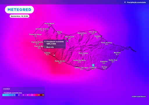 Tempo na Madeira: nestas datas uma depress&atilde;o fria poder&aacute; trazer chuva intensa e rajadas at&eacute; 130 km/h