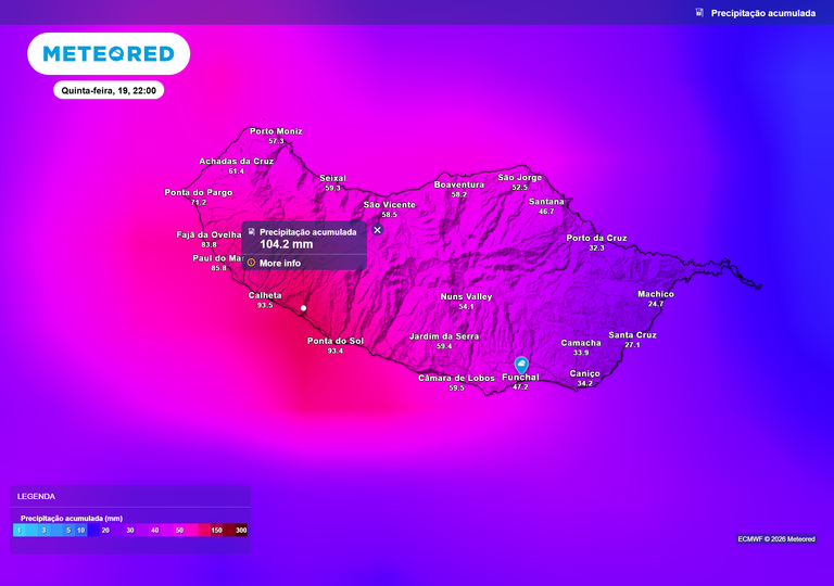 Tempo na Madeira: nestas datas uma depress&atilde;o fria poder&aacute; trazer chuva intensa e rajadas at&eacute; 130 km/h