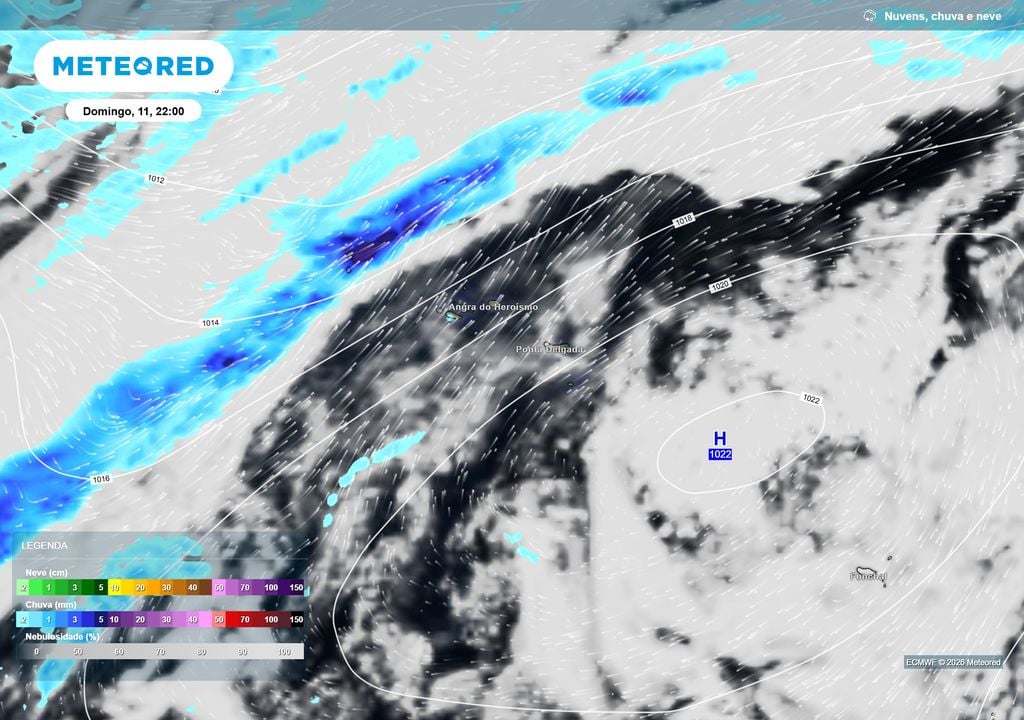 chuva prevista Entre domingo e segunda-feira, os Açores poderão ser atingidos por uma frente fria.
