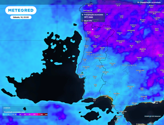 Chuva regressa a Portugal a partir de quinta-feira. Mapas da Meteored preveem mais de 35 mm de precipitação acumulada