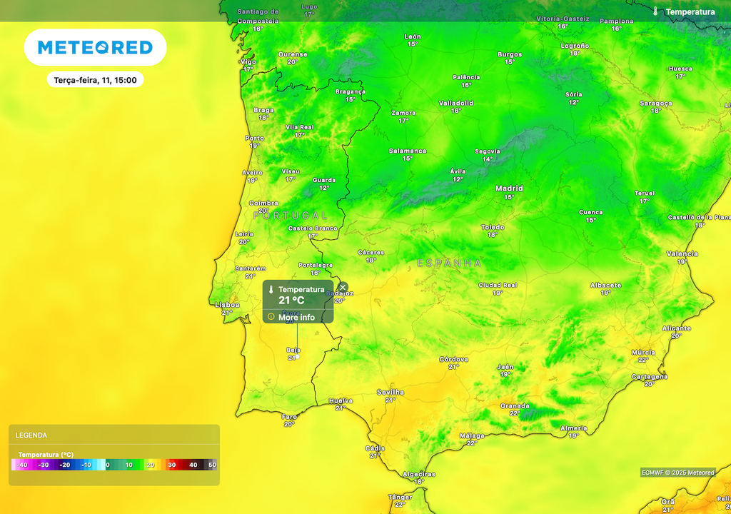 Temperaturas máximas mantêm-se amenas para a época do ano.