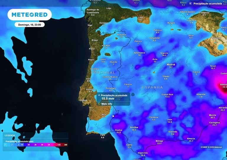 Chuva regressa nas pr&oacute;ximas horas a Portugal Continental: eis os 10 distritos possivelmente afetados