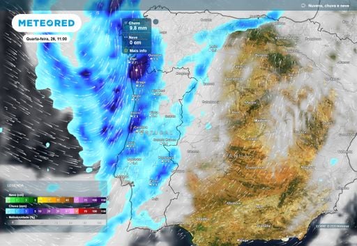 Chuva, vento e trovoadas est&atilde;o de regresso: mapas da Meteored revelam as zonas mais afetadas nas pr&oacute;ximas horas