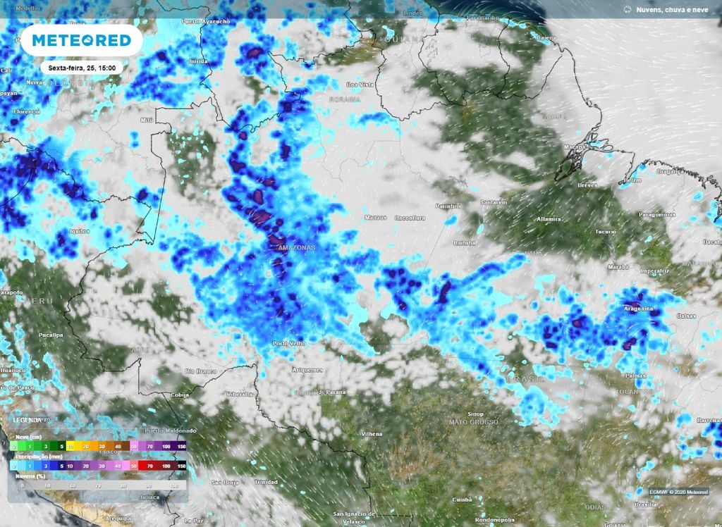 Norte do Brasil terá uma sexta-feira (25) com riscos de tempestades e chuvas intensas espalhadas por 4 estados.