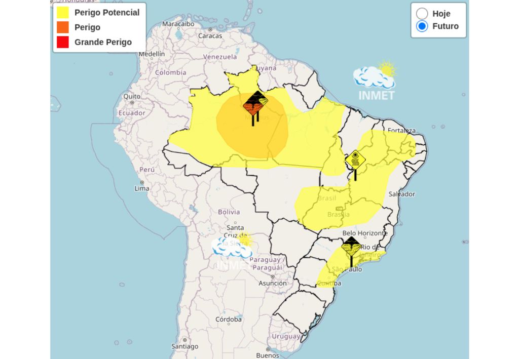 Mapa de alertas do INMET para esta quinta-feira (9).