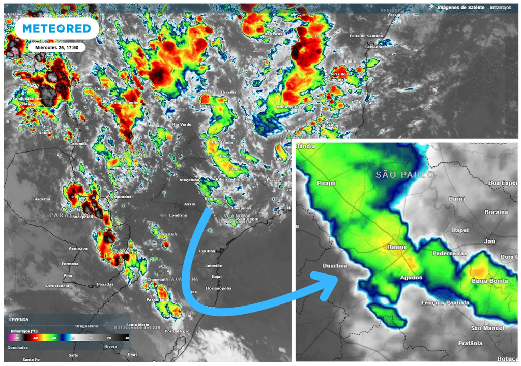 Nube de tormenta sobre la ciudad de Bauru al momento de las lluvias más intensas.