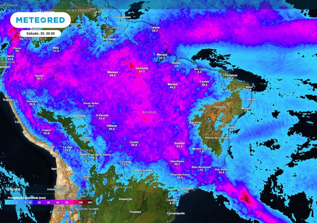 Previsão de acumulados totais de chuva até o final da sexta-feira. Previsão de acumulados totais de chuva até o final da sexta-feira.