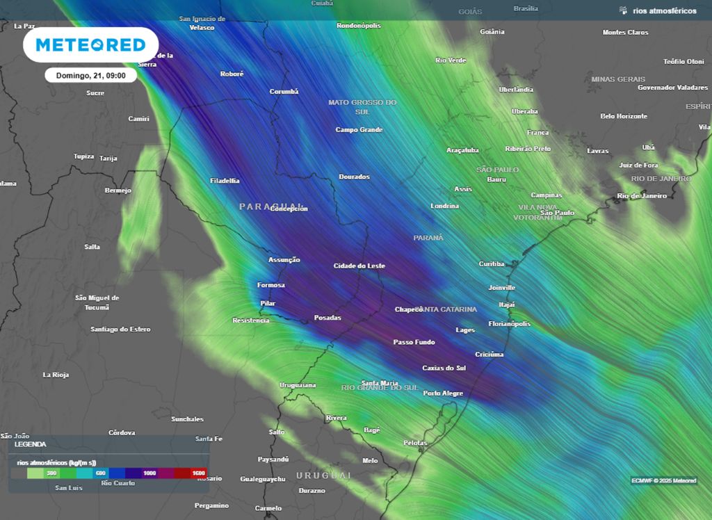 Rio atmosférico transportando umidade da Região Norte para o Sul do Brasil. Rio atmosférico transportando umidade da Região Norte para o Sul do Brasil.